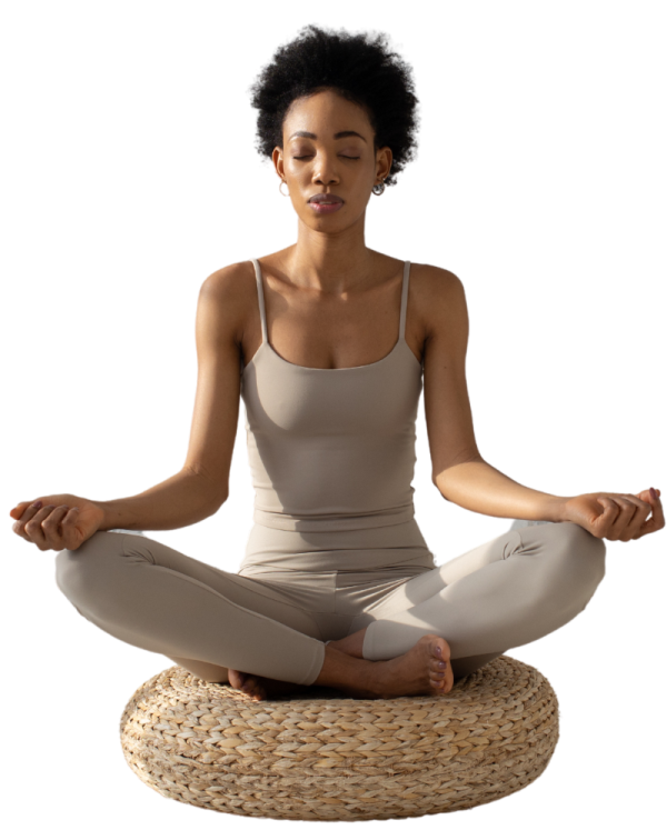 A woman is doing the yoga pose