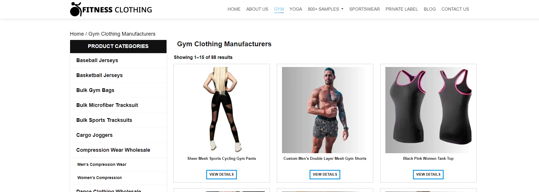 Fitness Clothing offers a wide range of custom gym wear, including mesh sports pants, men's gym shorts, and women's tank tops, designed for comfort and performance during workouts.