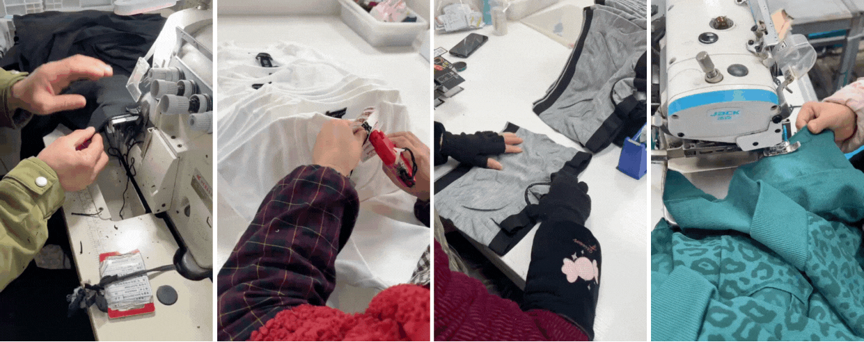 This dynamic image describes four different scenes, describing the different process short videos of the Ziyang factory